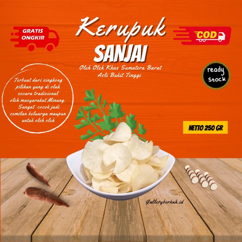 

kerupuk sanjai tawar original 250 gr oleh oleh khas bukit tinggi cemilan renyah