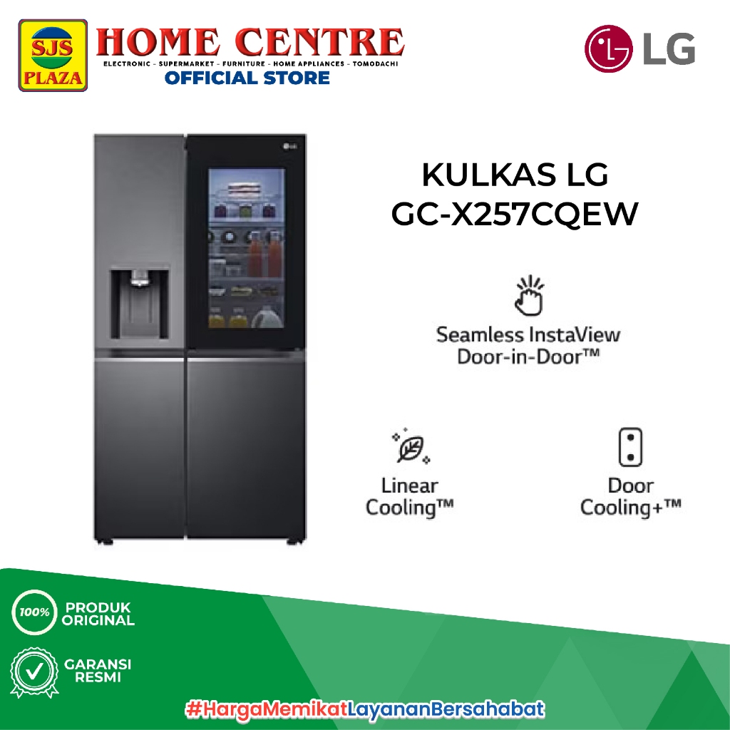 KULKAS LG GCX257CQEW SIDE BY SIDE INSTAVIEW INVERTER