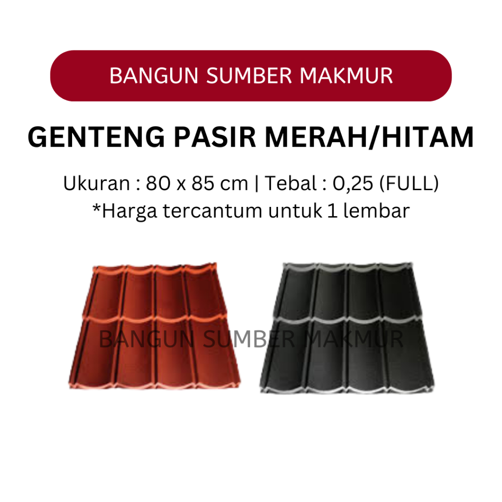 Genteng Pasir/Genteng Spandex Pasir/Genteng Metal Pasir/Genteng Atap/Merah/Hitam