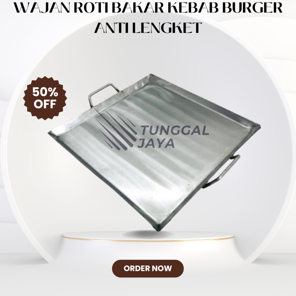 Wajan Teflon Panggang Roti Bakar Kebab Burger AntiLengket Bahan Plat Baja Keras Stainless Stell