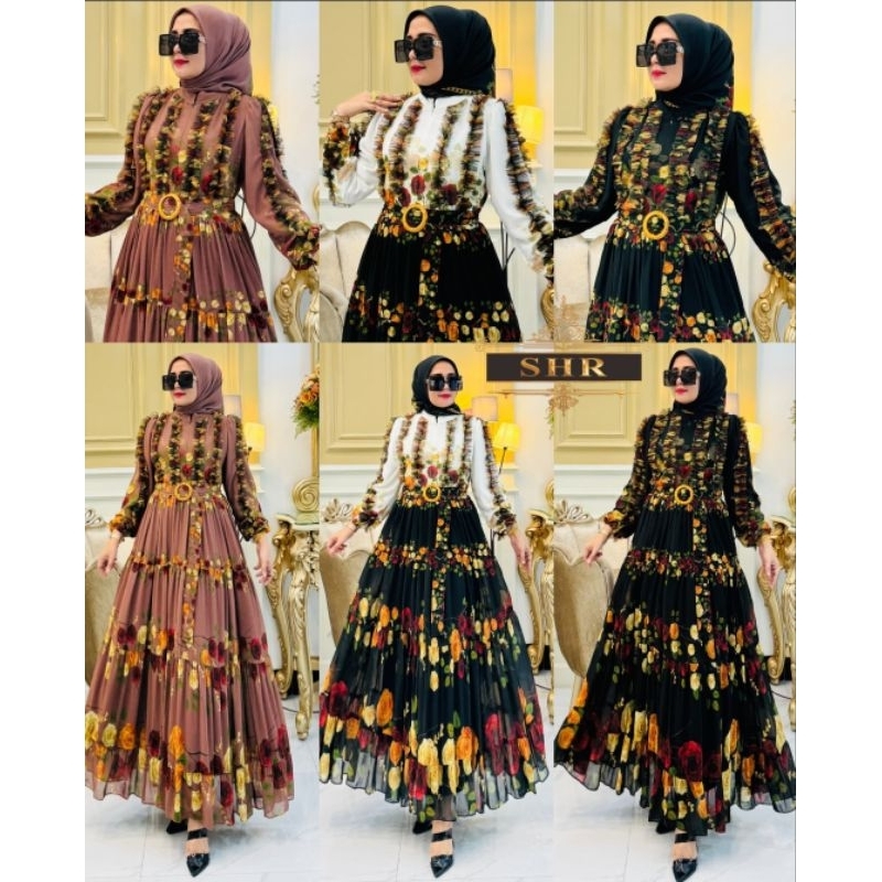 Alias Dress Renda Bunga Ceruty Furing ORI SHR