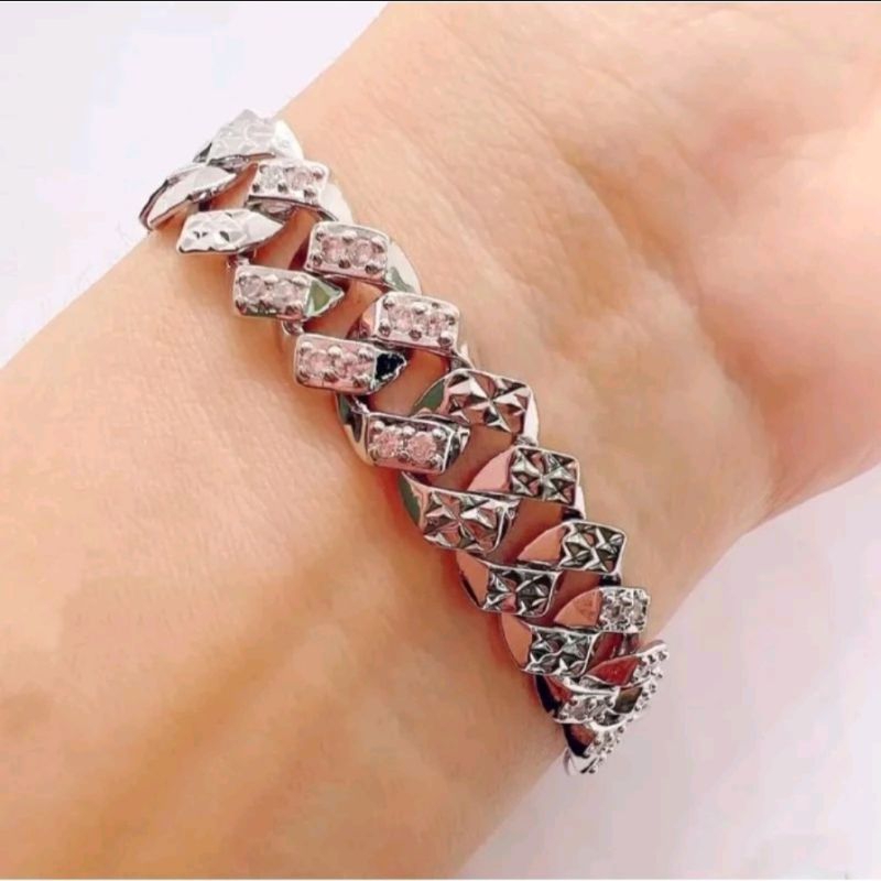 Perhiasan Titanium Asli Wanita Gelang  Rantai Sisik Naga Perak Anti Karat Dan Anti Luntur Terbaru Or