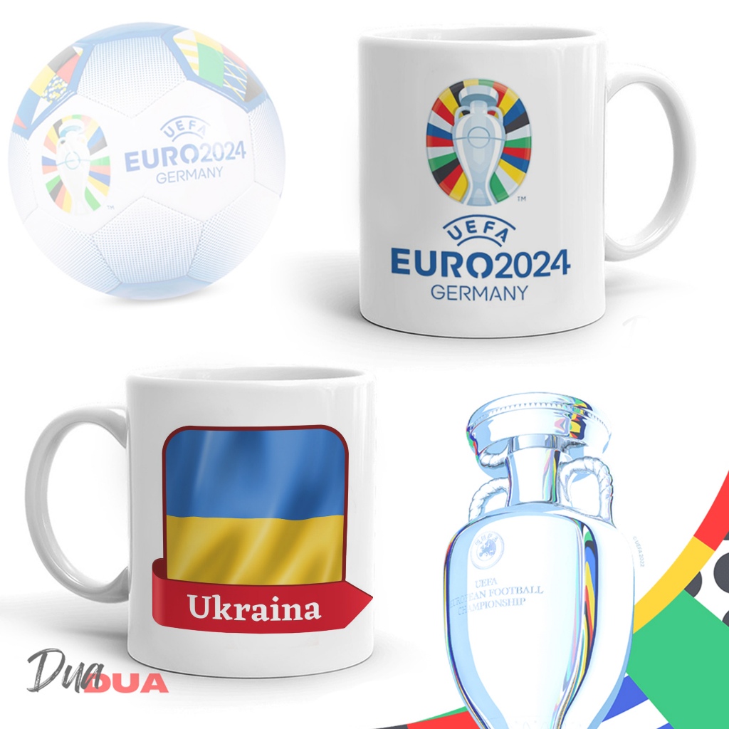 Mug Cangkir Euro 2024 Bendera Ukraina Souvenir Euro 2024 Ukraina