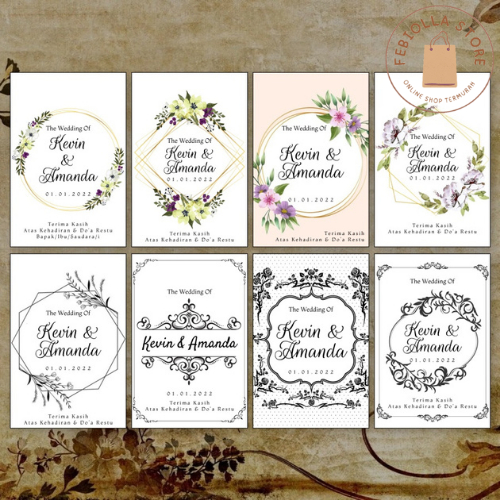 KARTU SOUVENIR DESAIN ELEGAN / KARTU UCAPAN PERNIKAHAN / KARTU PENGAMBILAN SOUVENIR / THANKS CARD [I