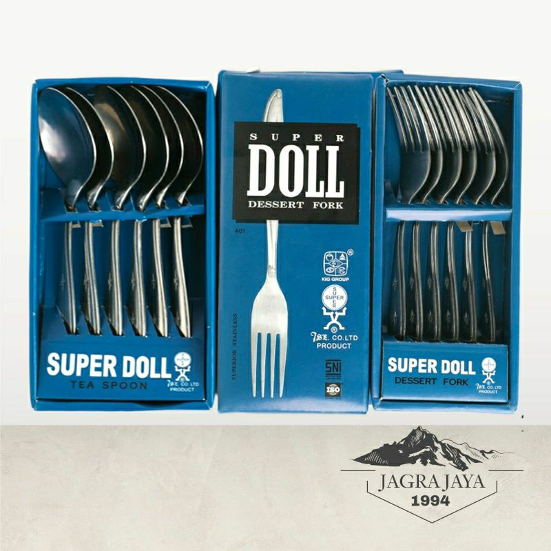 6pcs sendok makan super doll ORIGINAL TEBAL isi 6pcs / sendok stainless super doll / sendok dan garp