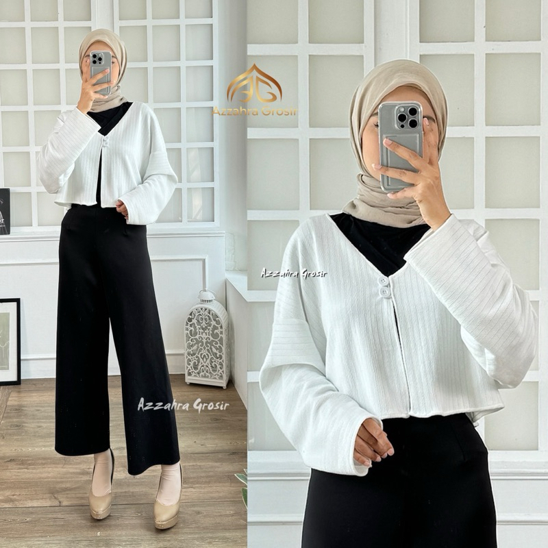 Rb AM - Kyoto Cardigan Crop Wanita Knit Outer Oversize Tebal / 663-8313