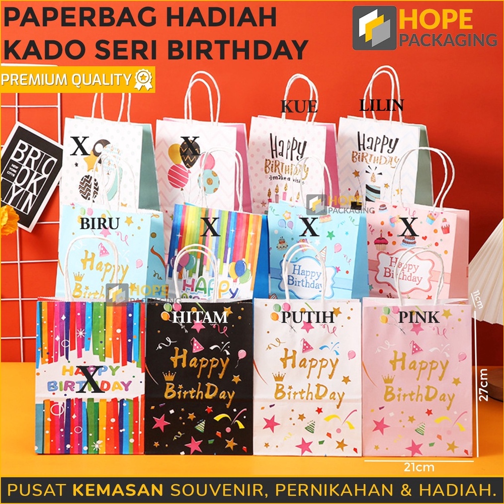 

RAIH DISKON Harga 3 pcs Paper Bag Kertas Hadiah Souvenir Ulang Tahun Tas Kantong Kertas Souvenir Happy Birthday
