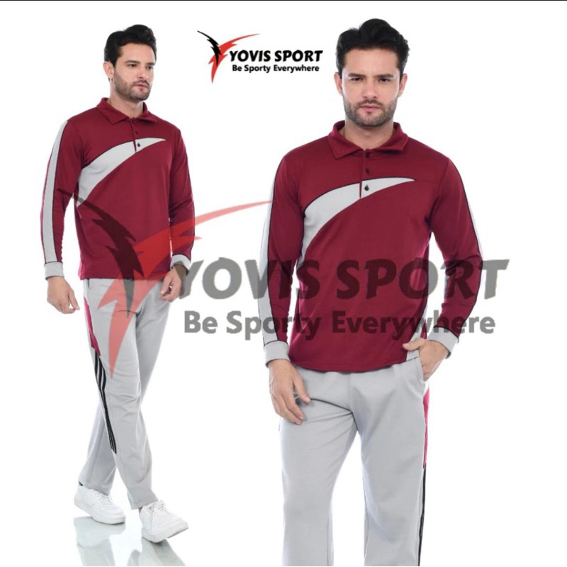 Setelan Kaos Olahraga Lengan Panjang Pria Wangky Yovis Sport - Bahan Katun Spandex Nyaman