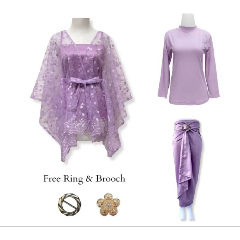[ Baju Kondangan ] Oneset Outer Kebaya kekinian rok lilit satin dan rok lilit batik • Kebaya Wisuda 