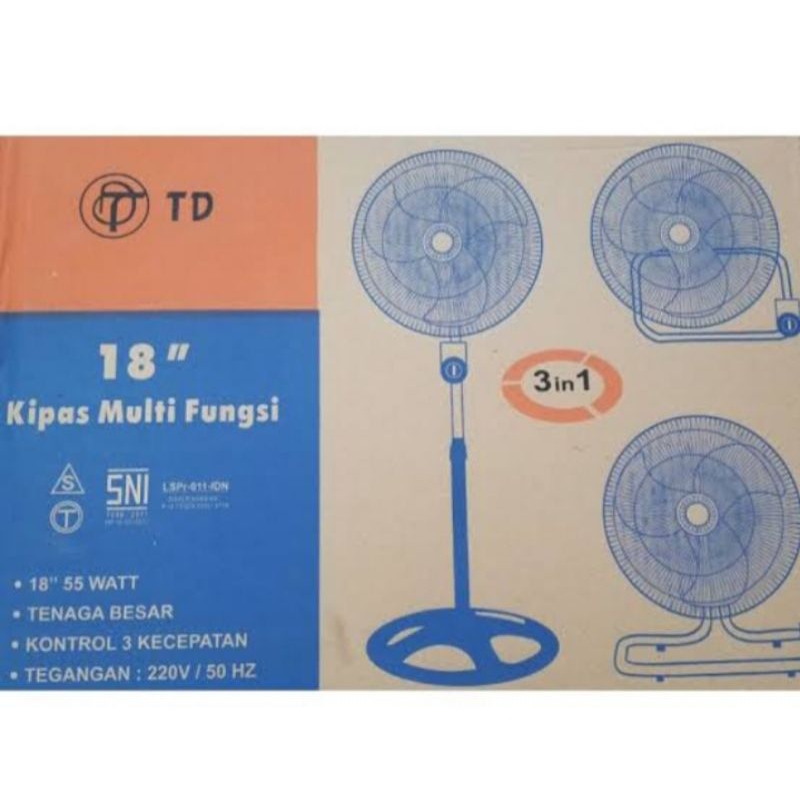 kipas angin TD 3 in 1 | KIPAS ANGIN BESI TORNADO 3IN1 18 INCHI