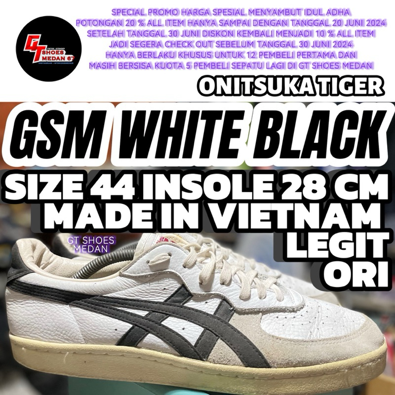 Onitsuka Tiger 5714 GSM WHITE BLACK Size 44 insole 28 cm made in Vietnam