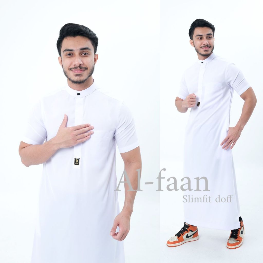 DISKON JUBAH PRIA SLIMFIT PENDEK GAMIS PRIA JUBAH MUSLIM PRIA LENGAN PENDEK JUBBA ALFAAN ALZAN GAMIS