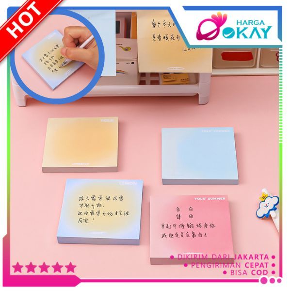 

HO Sticky Notes Gradasi Lucu Polos 50 Lembar Memo Tempel Gradasi Warna-Warni 50Lembar Tempelan Kertas Catatan Memo Bookmark Notepad Alat Tulis Kantor Sekolah