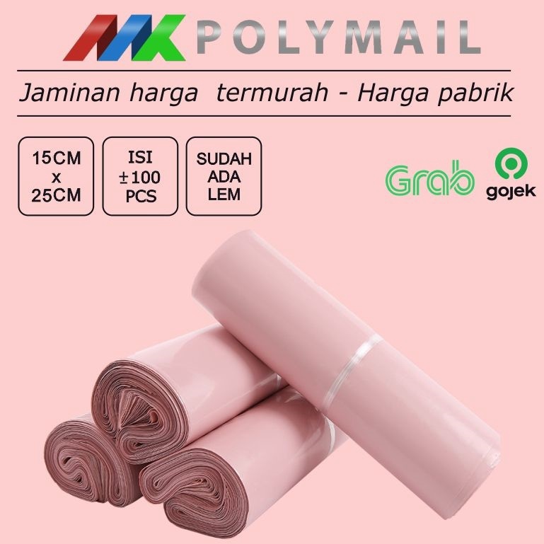 

Stock ready POLYMAILER 1PCS 15x25CM PINK GLOSSY PLASTIK POLYMAILER PINK