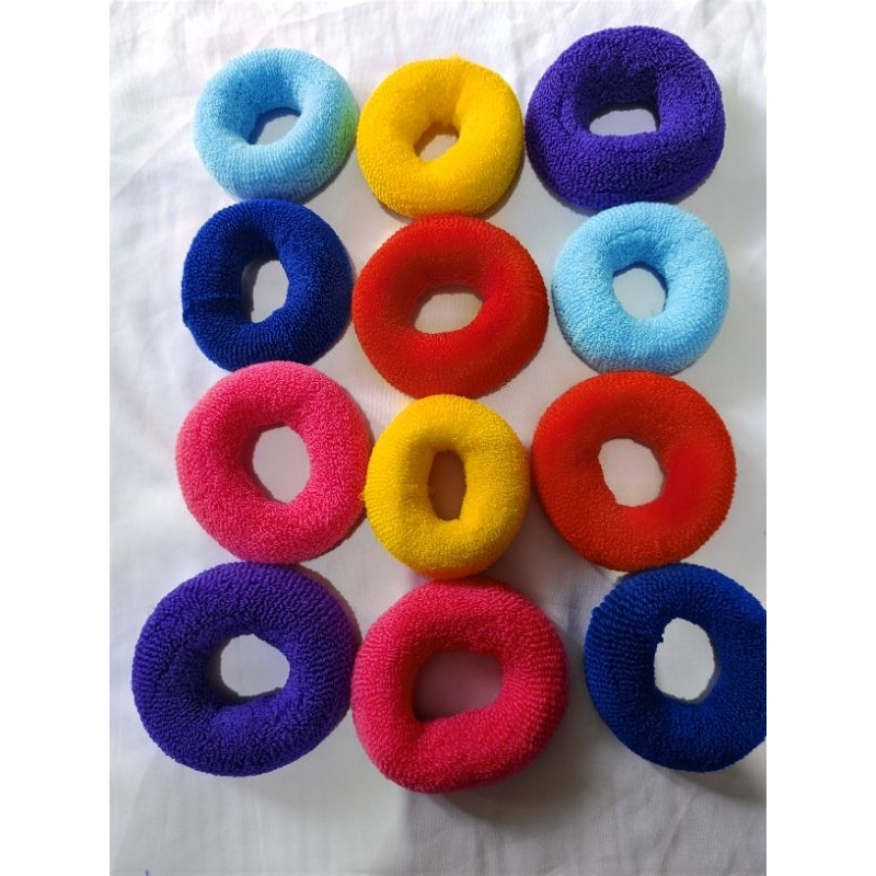 ikat rambut donat handuk isi 12 pcs ukuran besar  multiwarn