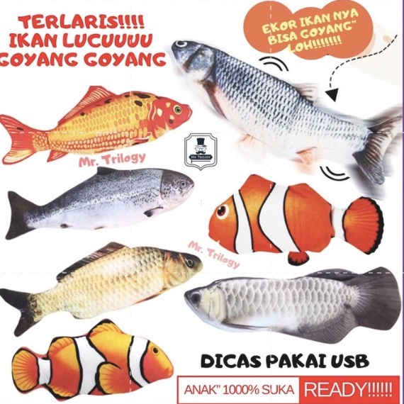 KODE Y88B Mainan Ikan GoyangGoyang Tiktok Goyang  Nemo Uget lucu kucing Arwana ikan gerak gerak main