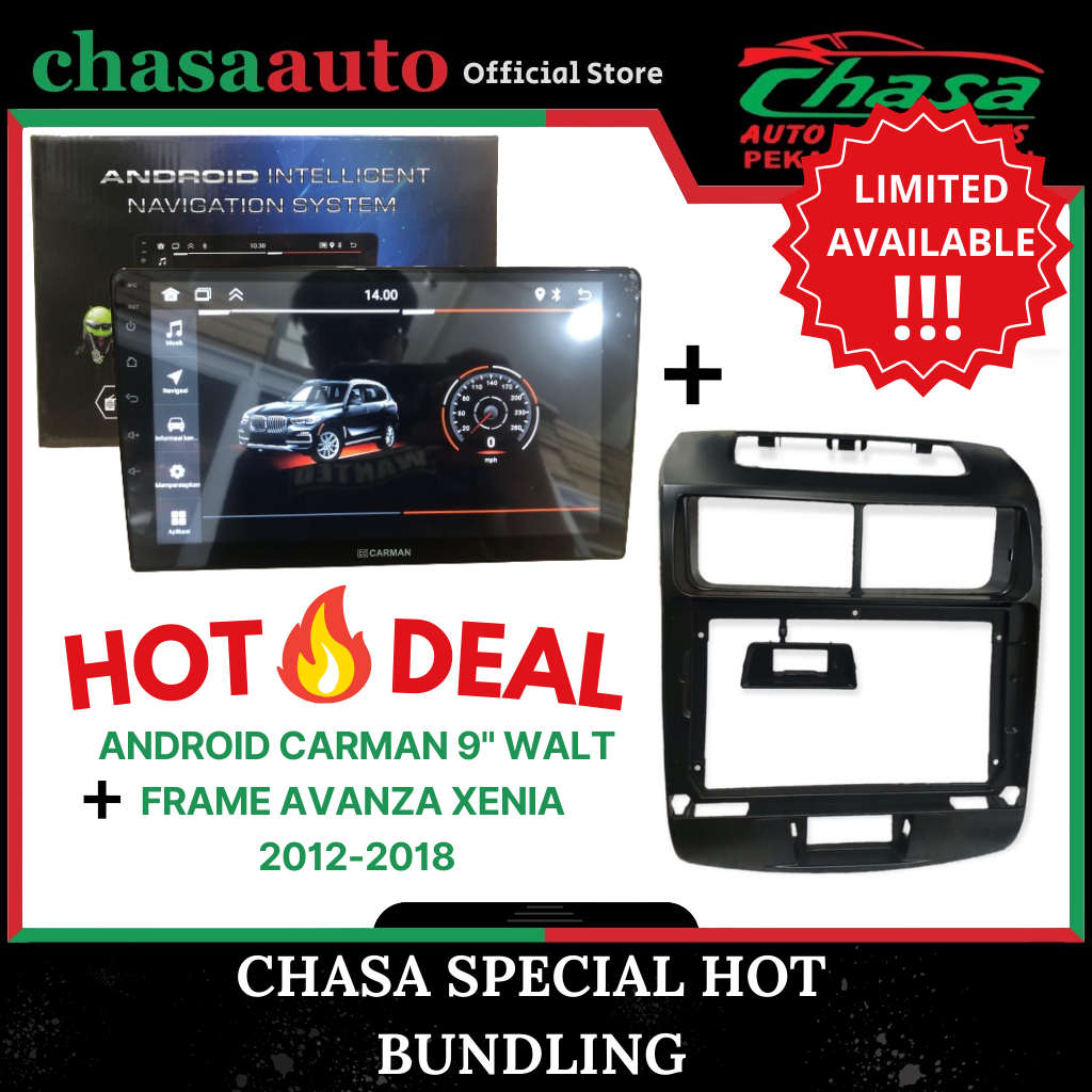 (CHASA) HOT DEAL BUNDLE HEAD UNIT CARMAN 9 INCH 2 / 32 GB + FRAME AVANZA XENIA 2012 2013 2014 2015 2