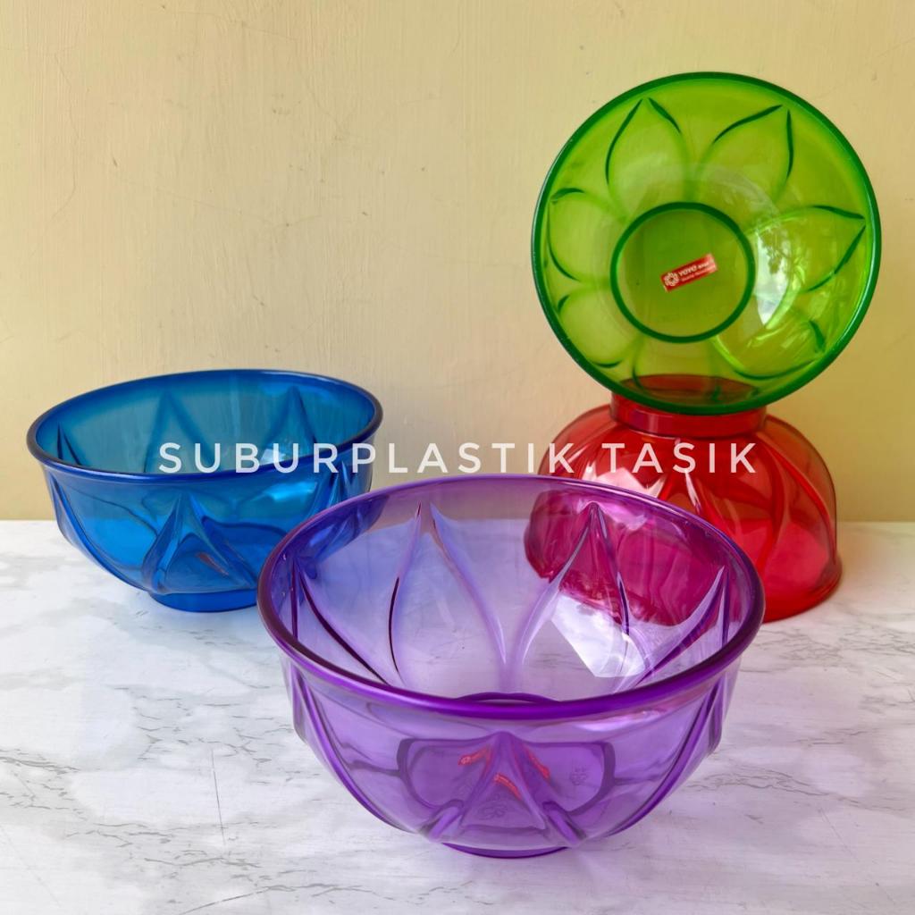 [6 pcs] Mangkuk Kristal Bunga Yoyo Star Mangkok Makan Bulat Plastik Mika Akrilik Warna Tebal