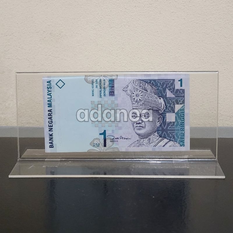 Pajangan Hiasan Akrilik Display Uang Malaysia 1 One Ringgit Kertas