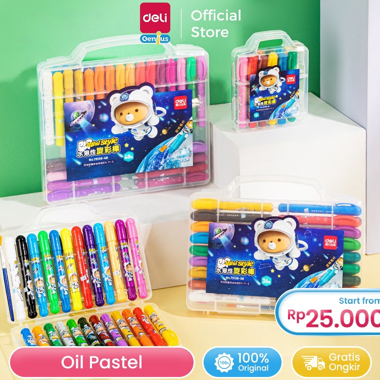 

Deli Krayon Oil Pastel Crayon Anti Kotor Free Kuas 72136 g X7A6