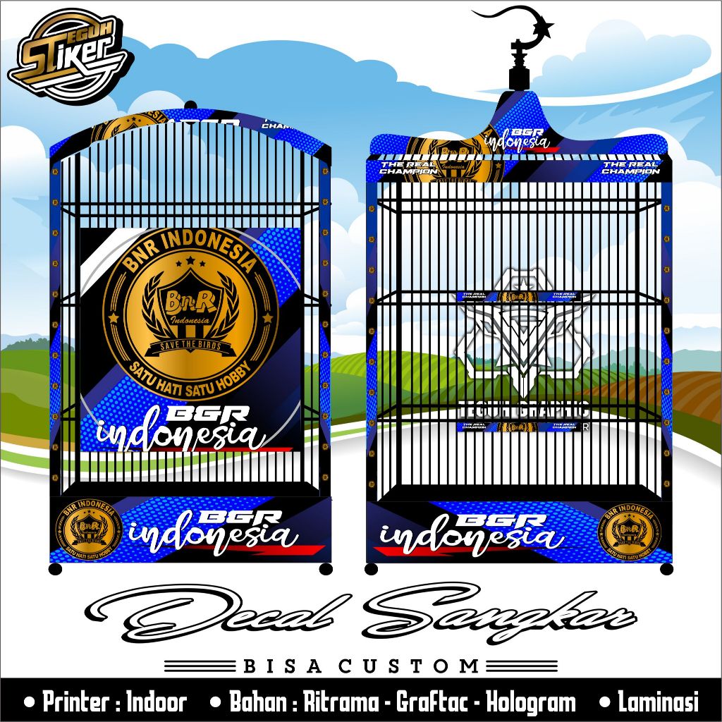Stiker Sangkar Kotak Motif BNR Racing Blue