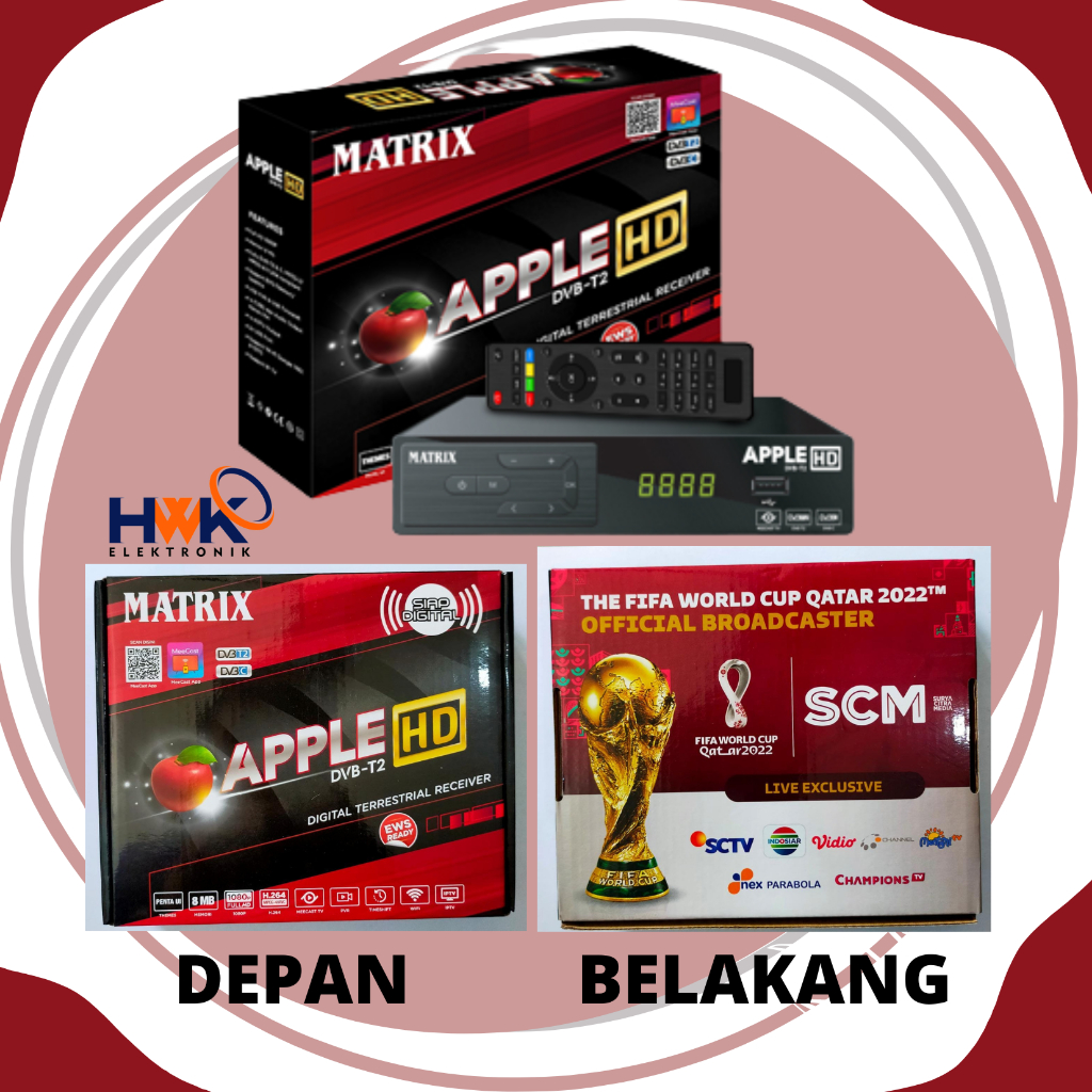 SET TOP BOX TV DIGITAL / STB MATRIX APPLE MERAH  UNTUK TV TABUNG LED