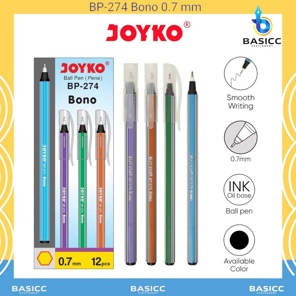 

Ball Pen Pulpen Pena Joyko BP-274 Bono 0.7 mm | @1 Kotak=12Pen