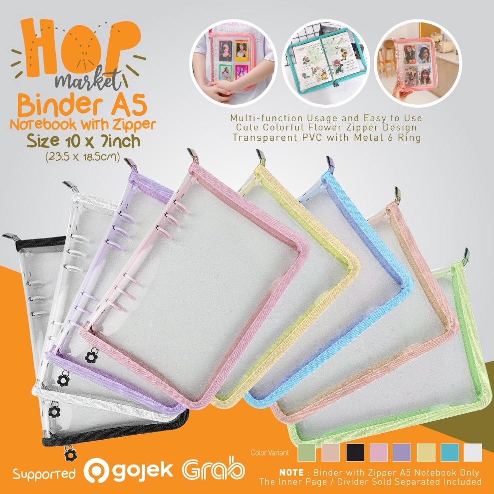KODE O96B A5 Binder Zipper 6 Ring Album Photocard KPOP Instax Foto Lomo Card Holder Notebook Resleti