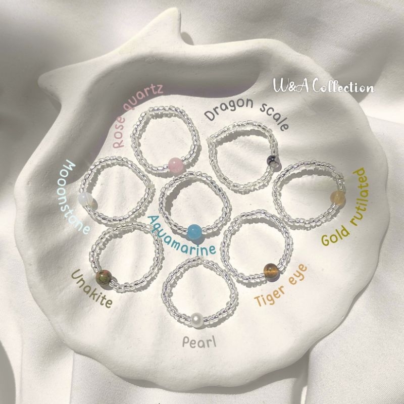 Beads stone crystal rings / cincin manik / rings stone / cincin lucu / cincin batu