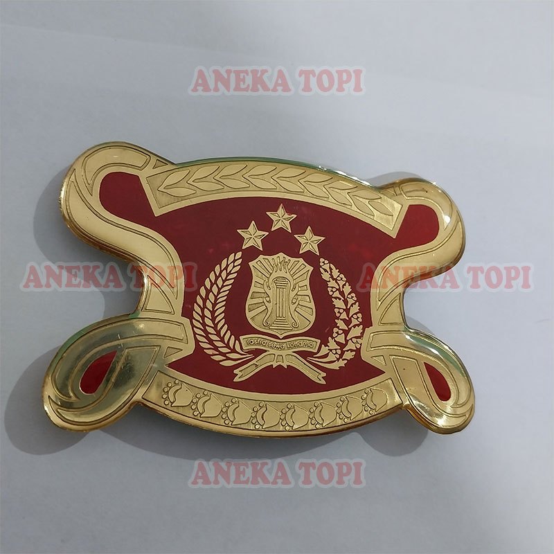 Emblem Topi Polisi Emblem Logo Polri Warna Merah Emblem Pin Topi - Aneka Topi