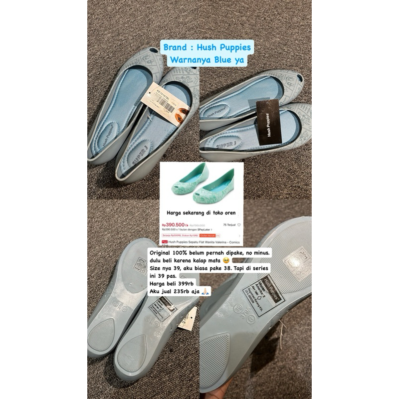 Hush Puppies 100 % Original - Flat Shoes Cosmic Blue