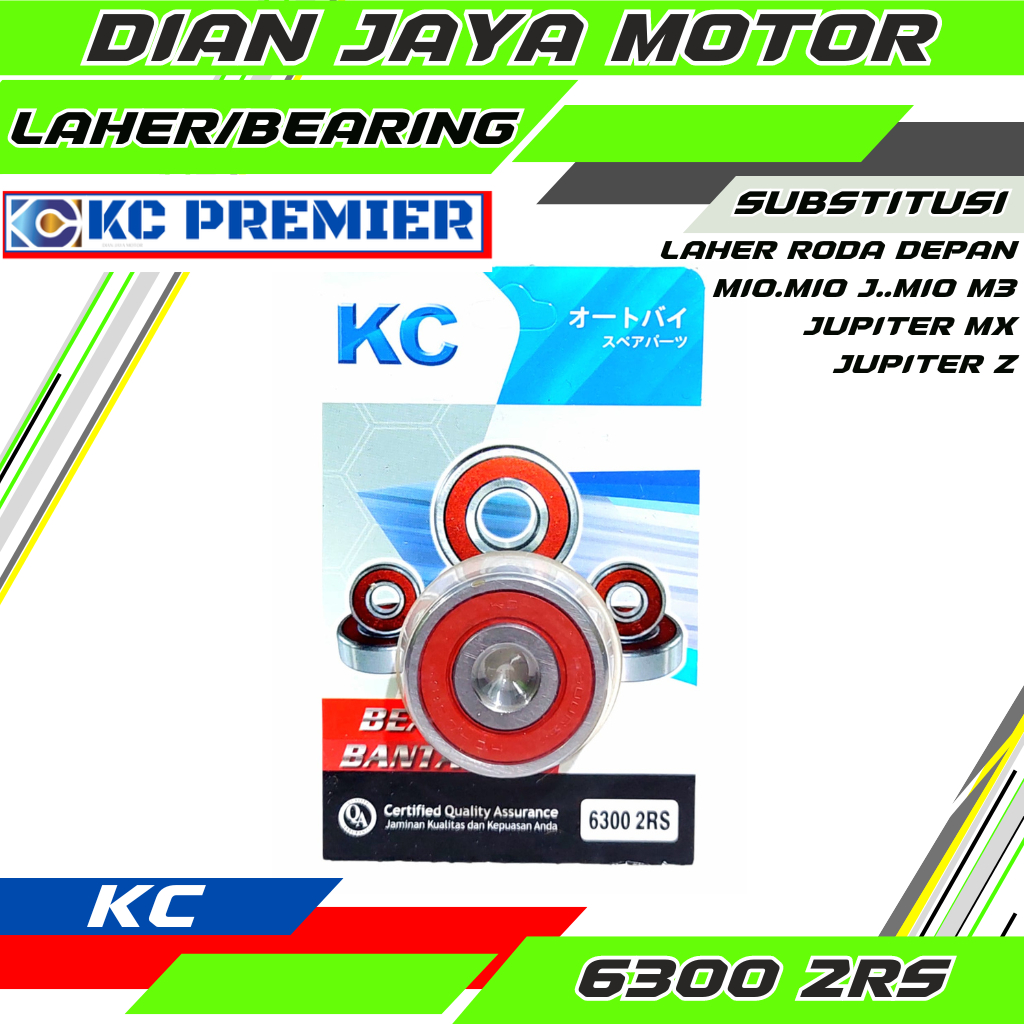 Bearing Laher Roda Depan 6300 2RS KC Premier untuk Motor Matic Mio Fino Jupiter