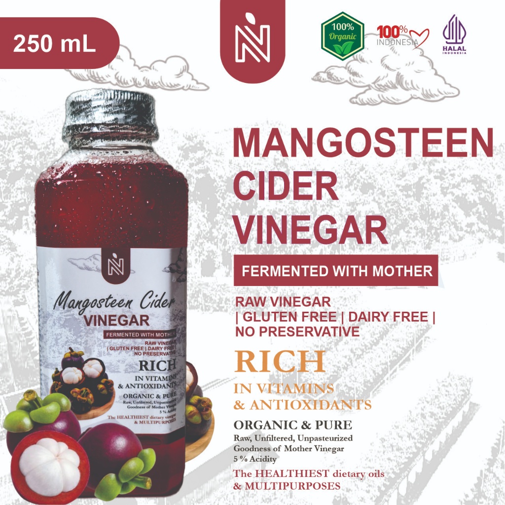 

BENUTRIVA Cuka Manggis 250 ml dengan Endapan Mother Fermentasi Probiotik / Mangosteen Cider Vinegar