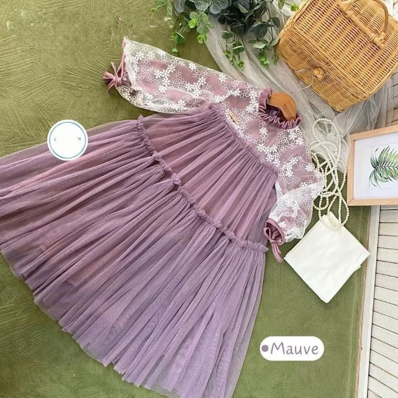 KODE E35P Hanania kids dress anak usia 37 tahun Tanpa hijabbahan velvet mix tile manik cantik  Gaun 