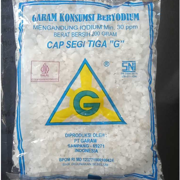 

Garam segitiga G kemasan 200 gram / garam kasar