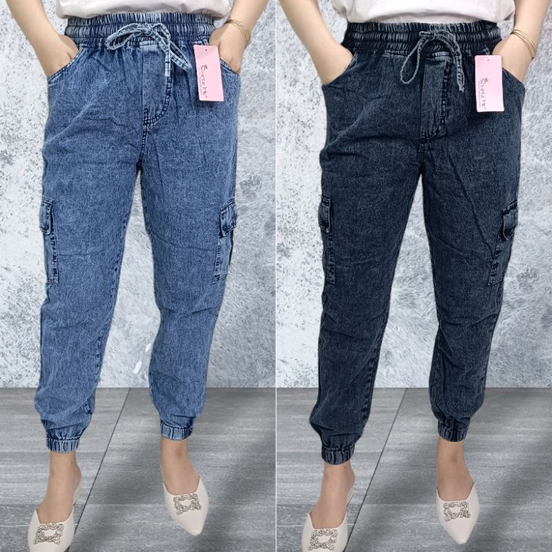 Celana Panjang Wanita Joger Cargo Jeans Non Stretch Simple Me