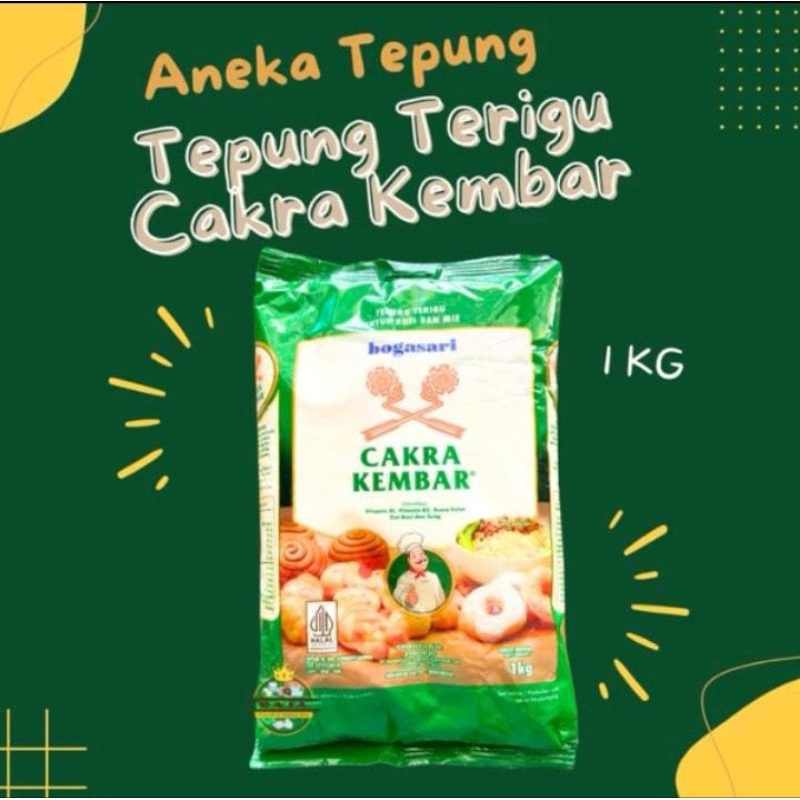 

Tepung terigu Bogasari Cakra kembar 1kg