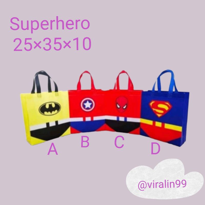 

TOTE BAG GOODIE BAG TAS ULANG TAHUN ANAK SUPERHERO goodie bag tas souvernir ulang tahun anak