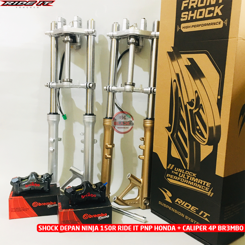 Shock Depan Ninja 150R / Skok Dpn NINJA 150R RIDE IT Full Cnc SET Raiser Stang + Tempat Kunci + Kali