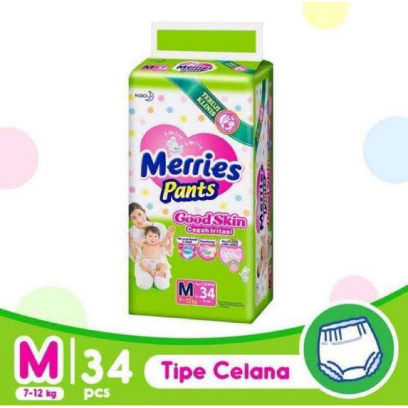 (PAKET ISI 2 ball) MERRIES PANTS GOOD SKIN M34 popok bayi popok anak popok celana