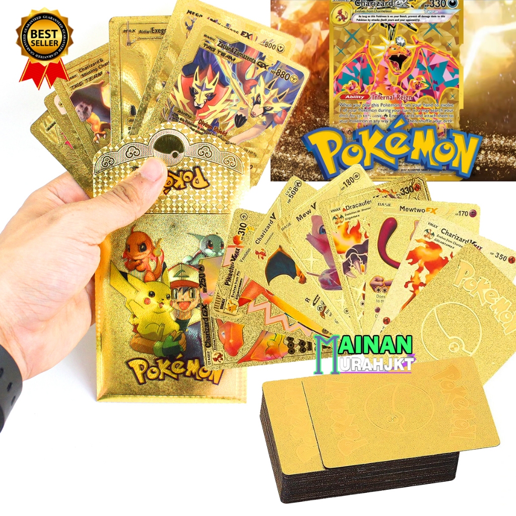 KARTU POKEMON EMAS ISI 10 FOIL EMAS GOLD CARD ULTRA CHARIZARD ENGLISH VERSION MAINAN KARTU POKEMON L