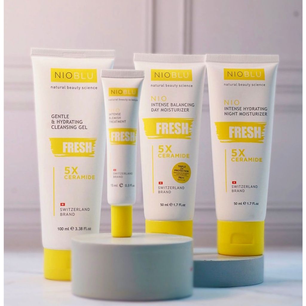 NIOBLU FRESH GENTLE & HYDRATING CLEANSING GEL NIO INTENSE BALANCING DAY MOISTURIZER NIO INTENSE HYDR