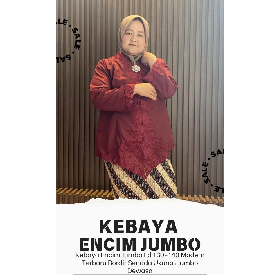 Kebaya Encim Jumbo Ld 130-140 Modern Terbaru Bordir Senada Ukuran Jumbo Dewasa Farzana  Gallery