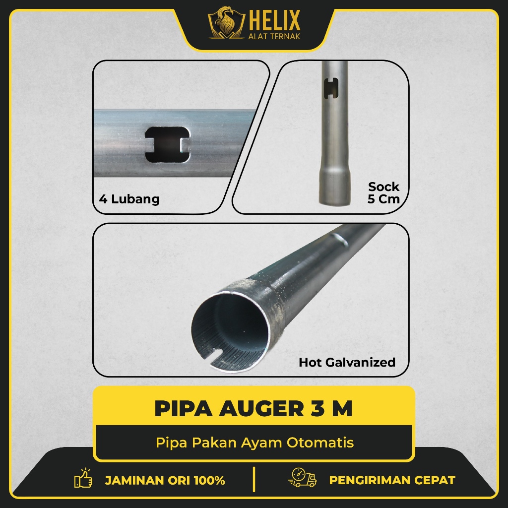 Pipa Auger 3 m 4 Lubang Tempat Pakan Makan Ayam Otomatis Pan Feeder Feeding