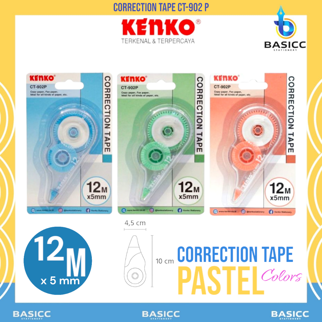 

Kenko Correction Tape Pastel 12 Meter CT 902 P | @1Pcs