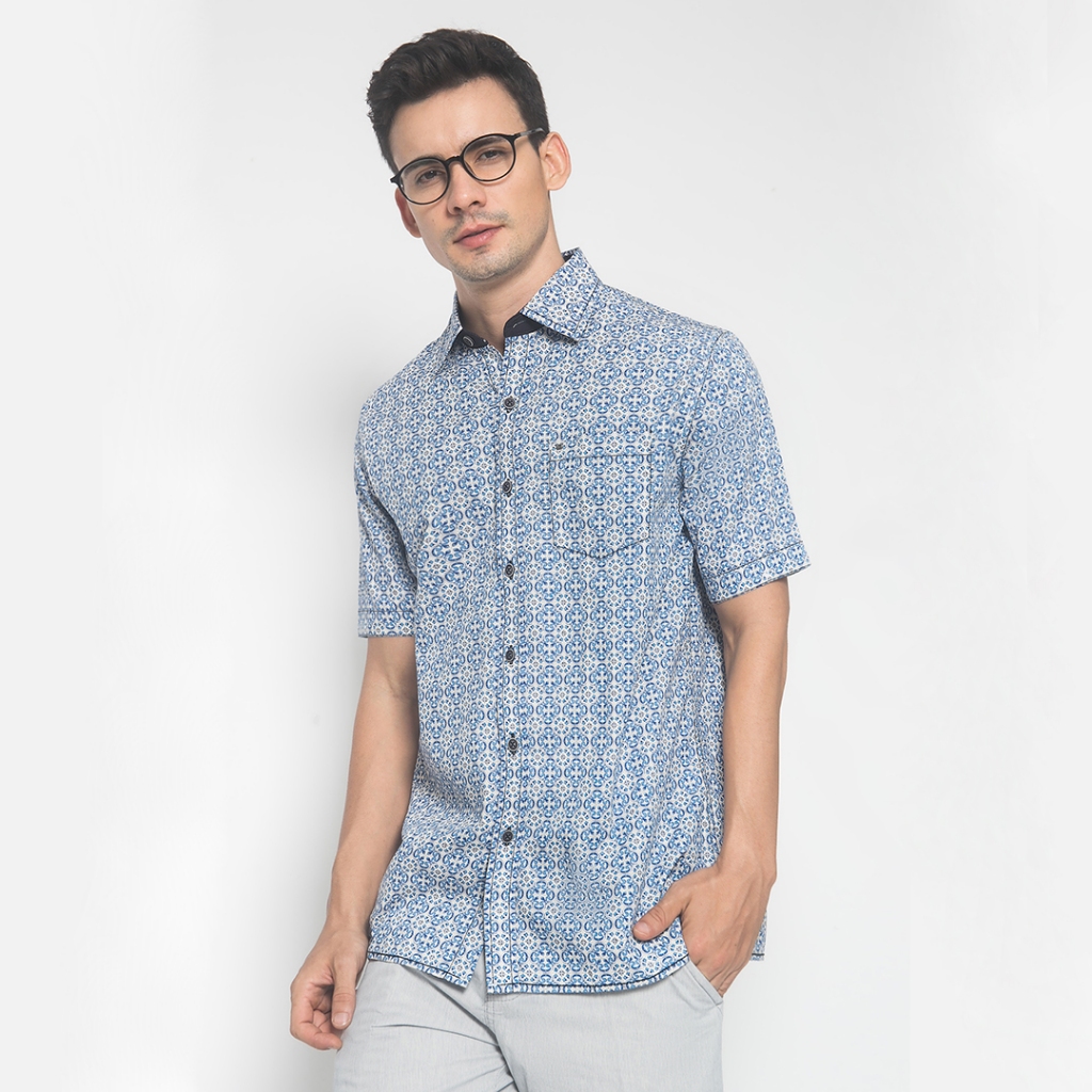 LGS - Kemeja Casual - Pria -  Motif Batik - Putih - Regular Fit - CSH.272.S570.1214.C