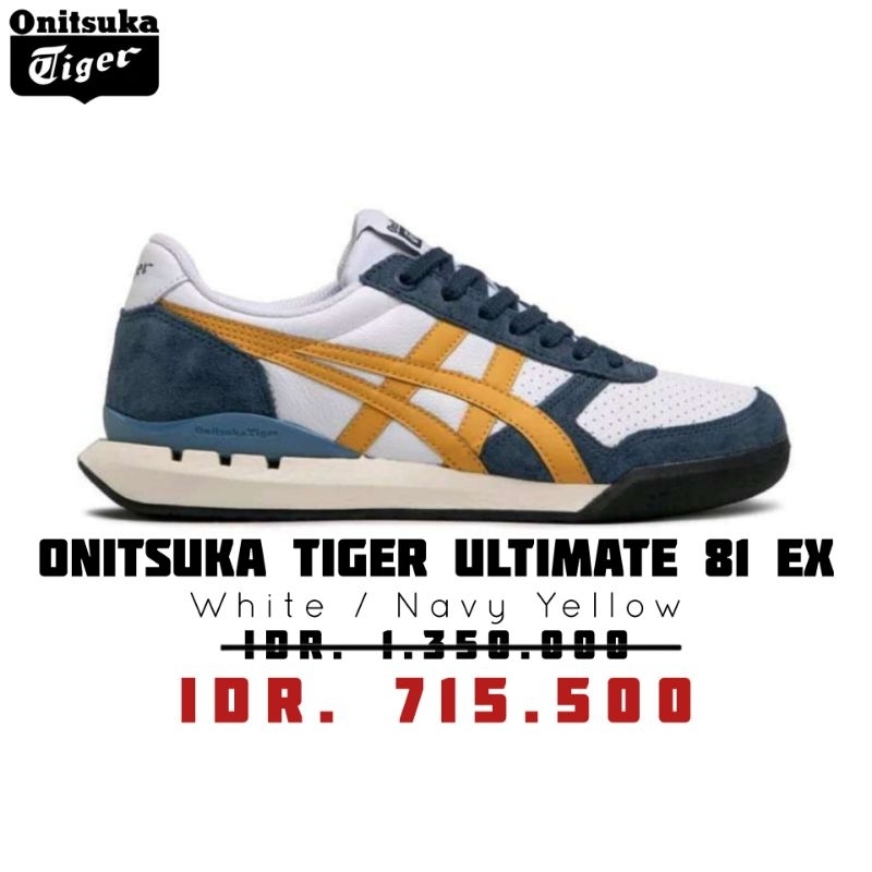 SEPATU ONITSUKA TIGER ULTIMATE 81 EX WHITE NAVY YELLOW ORIGINAL