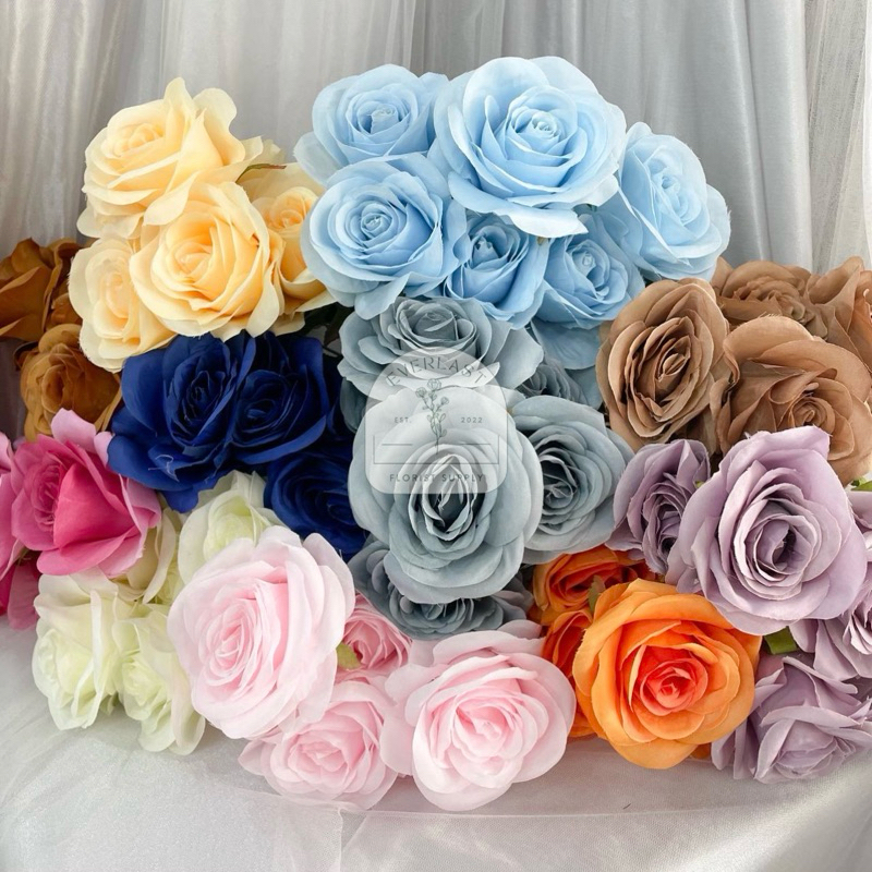 [02012] Bunga Artificial Rose Jumbo 7 Kuntum | Bunga Mawar Artificial Jumbo 7 Kuntum/cabang | Bung M