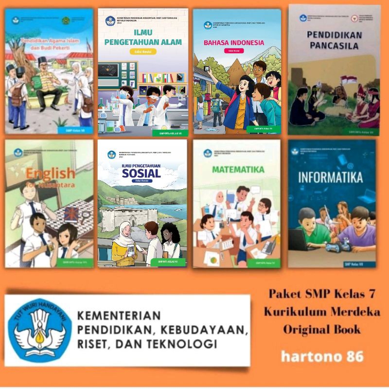 Buku paket kurikulum merdeka untuk SMP/MTs Kelas 7 PAI, B.Indo, IPA, IPS, MTK non lisensi, PPKN, B.I