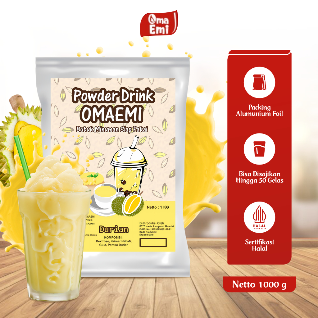 

BUBUK MINUMAN PREMIUM RASA DURIAN 1 KG | BPOM & HALAL